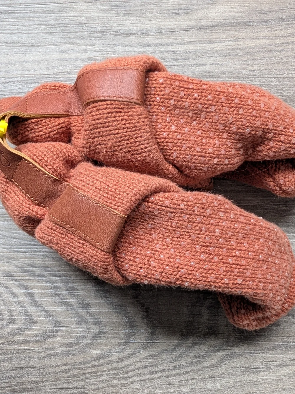 Goumi Kids Rust Terracotta Knit Baby Booties Organic Cotton 12-18 Months